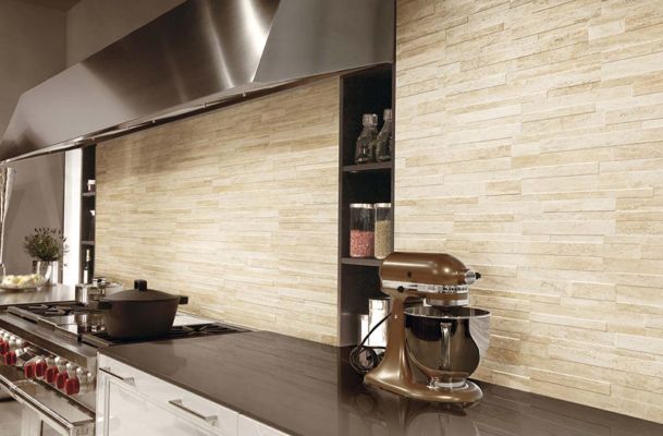 rivestimento per cucina con brick
